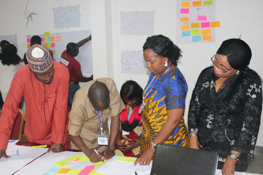 Participants – in a group developing result frameworks for their case studies