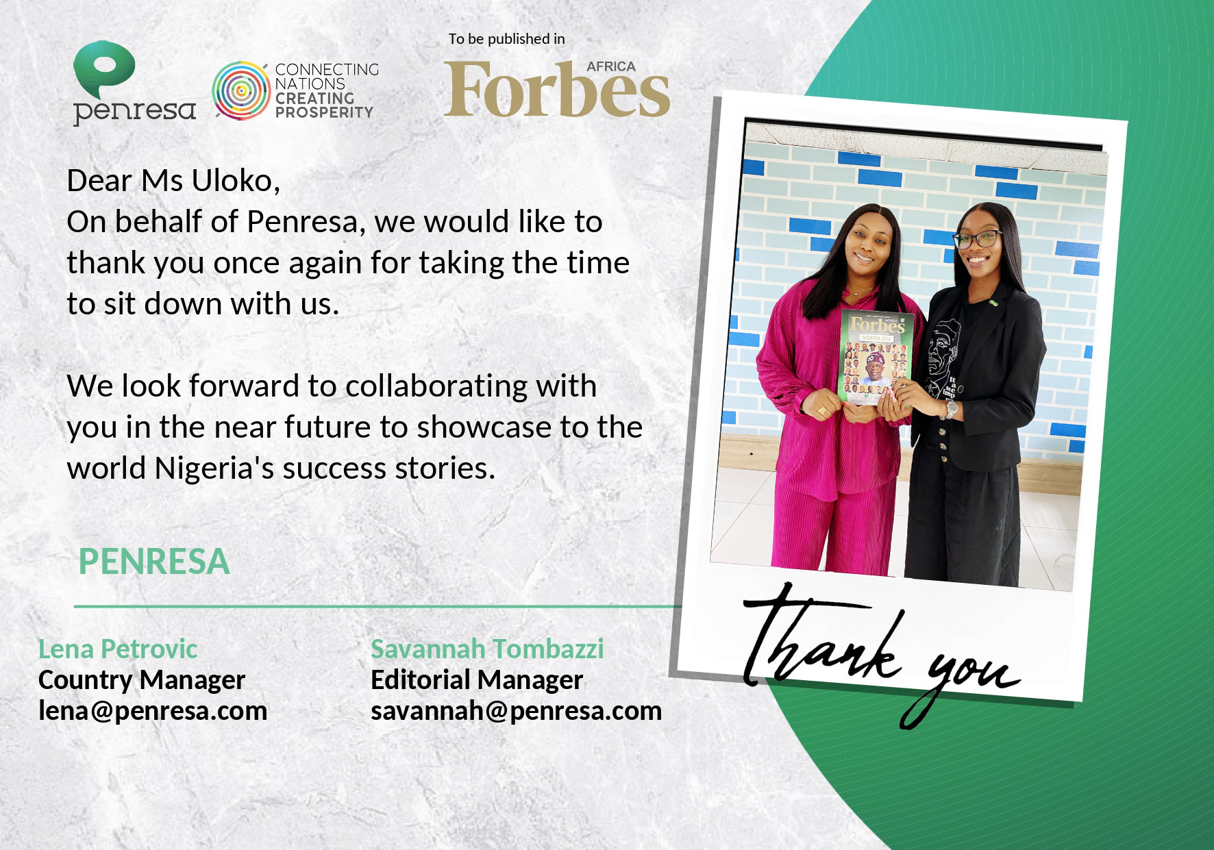 Cloneshouse Featured in Upcoming Forbes Africa Spotlight by Penresa Cloneshouse Featured in Upcoming Forbes Africa Spotlight by Penresa