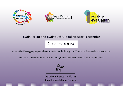 2024 Cloneshouse Emerging Super Champion at Eval4Action Campaign 2024 Cloneshouse Emerging Super Champion at Eval4Action Campaign
